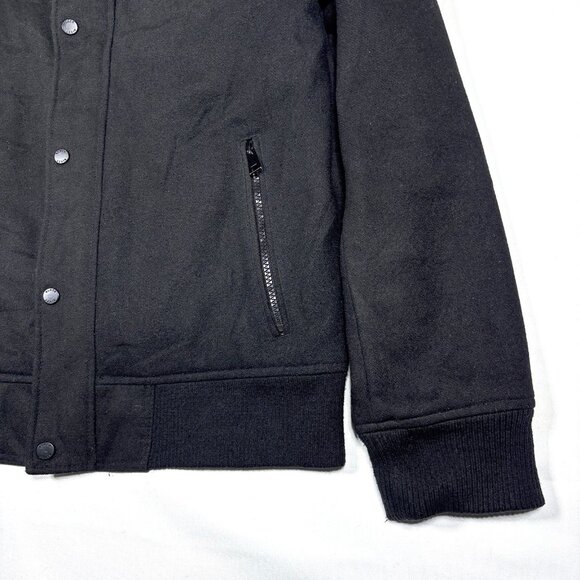 Black Rivet Black Wool Blend Insulated Bomber Utility Jacket Mens Medium - Picture 2 of 12